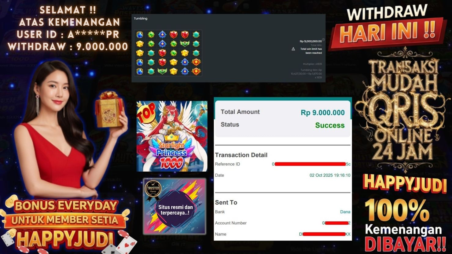 HAPPYJUDI JACKPOT SLOT STARLIGHT PRINCESS 1000